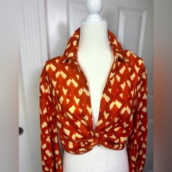 Zara Linen Blend Printed Top in Terracotta 
NWT - Picture 4 of 14